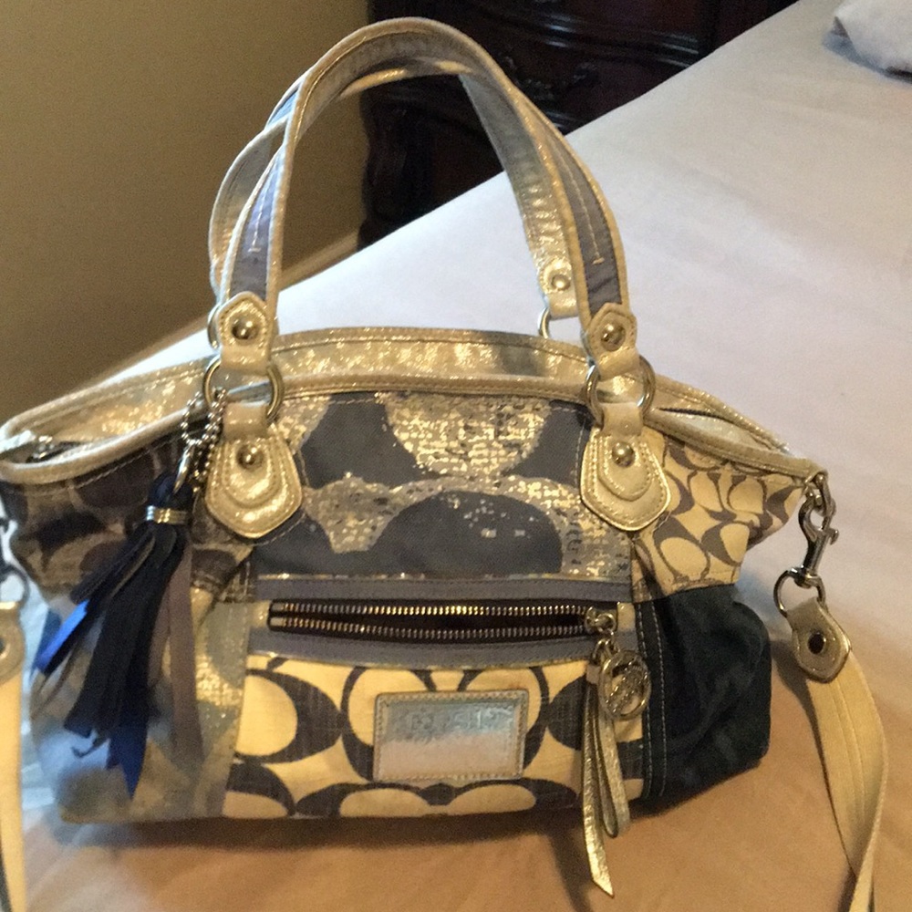 Stylish Gold and Blue Handbag